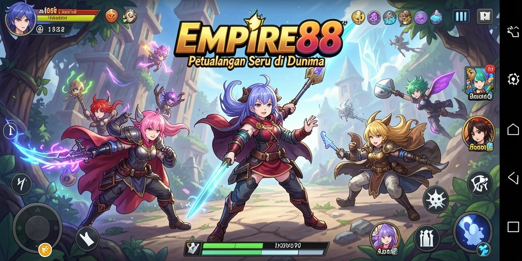 Tampilan gameplay seru dalam EMPIRE88 menampilkan karakter anime favorit.