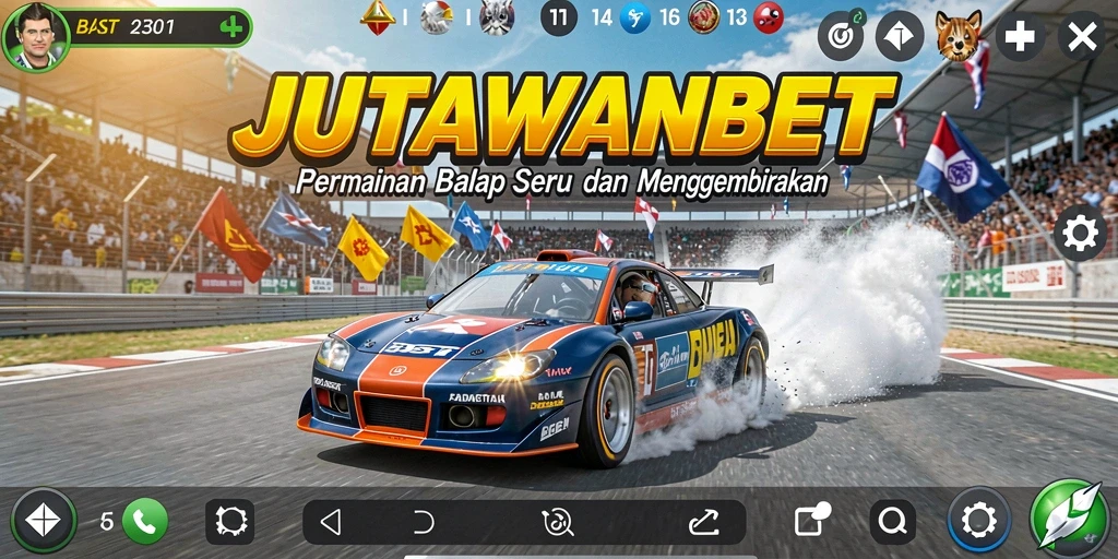 Tampilan gameplay balap JUTAWANBET yang seru dan mendebarkan.