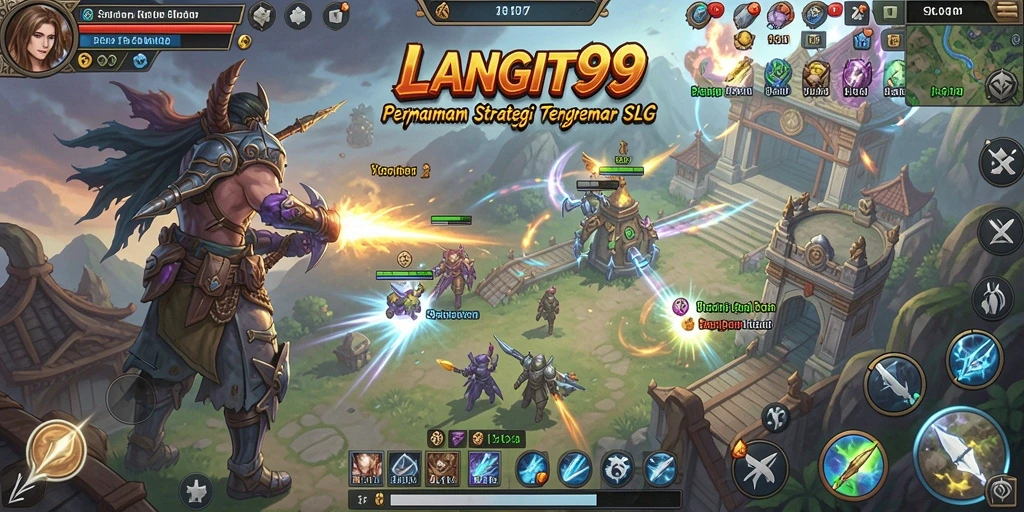 Tangkapan layar menunjukkan pertempuran strategi seru di LANGIT99.