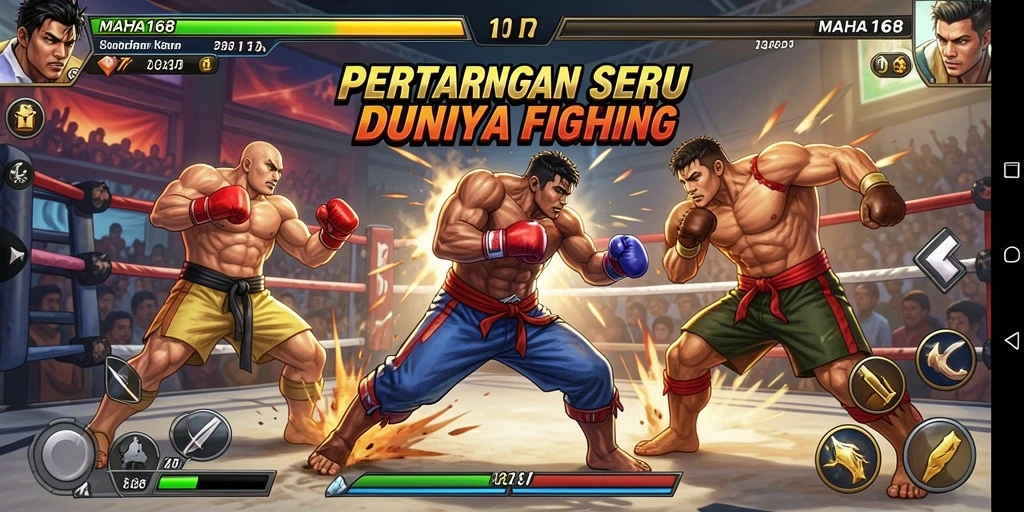 Tampilan gameplay MAHA168 yang penuh aksi dan strategi pertarungan.