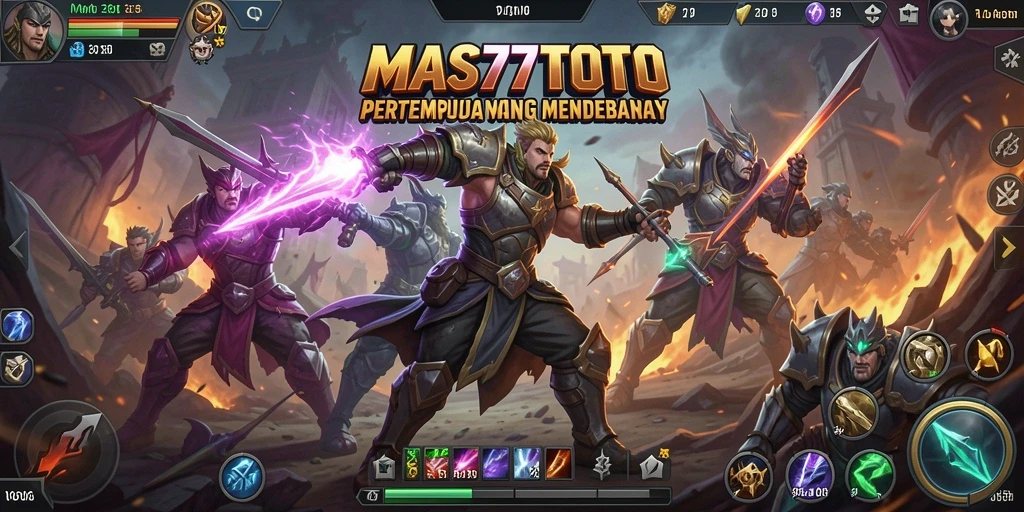 Tampilan gameplay MOBA yang intens di MAS77TOTO.