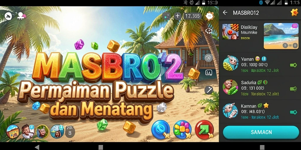 Tampilan gameplay MASBRO12 yang penuh warna dan seru.