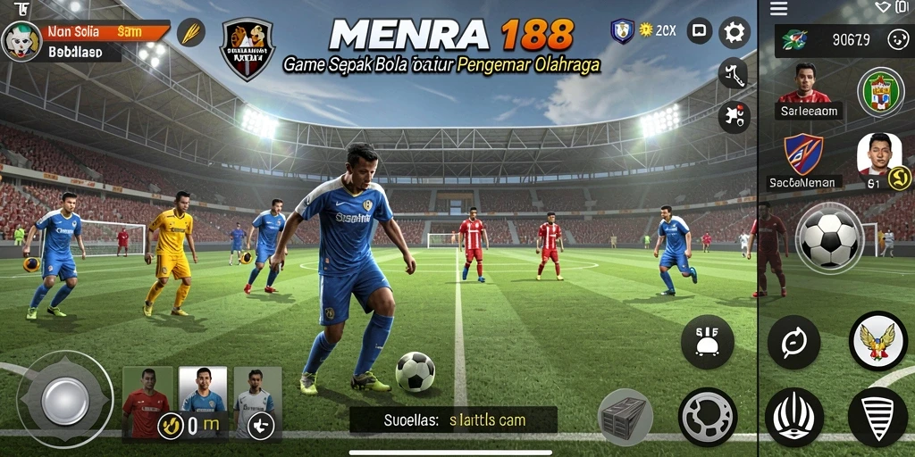 Gameplay MENARA188 menampilkan aksi seru di lapangan sepak bola.