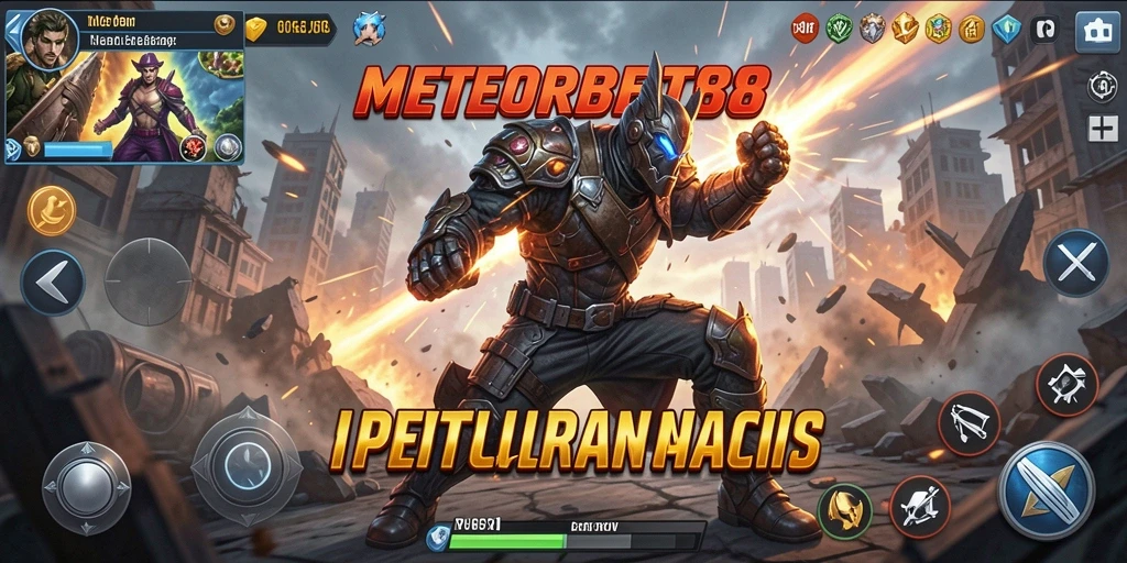 Screenshot METEORBET88 menampilkan aksi pertempuran yang intens dan seru.