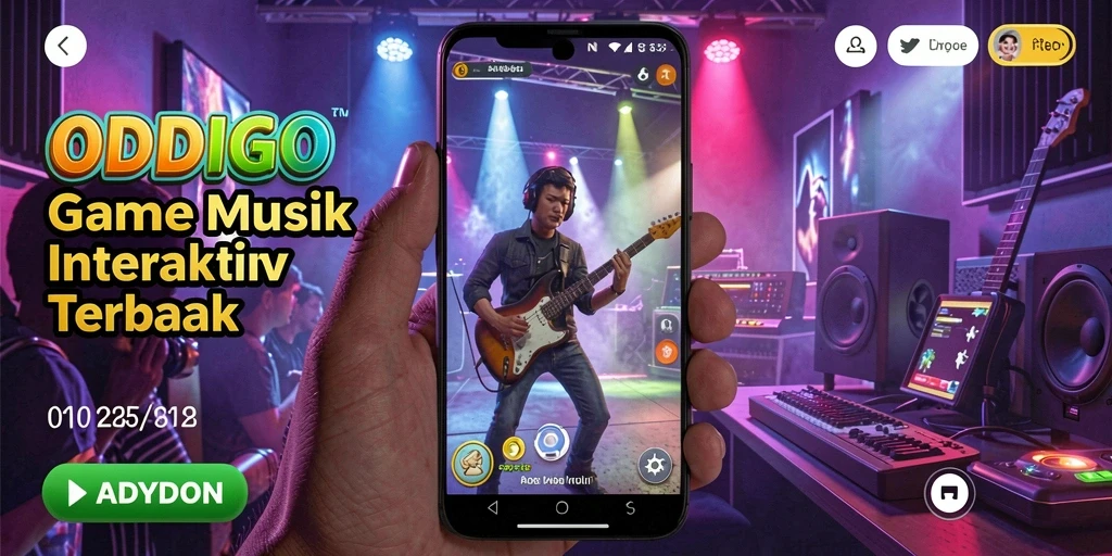 Tampilan utama ODDIGO yang menampilkan gameplay interaktif musik.