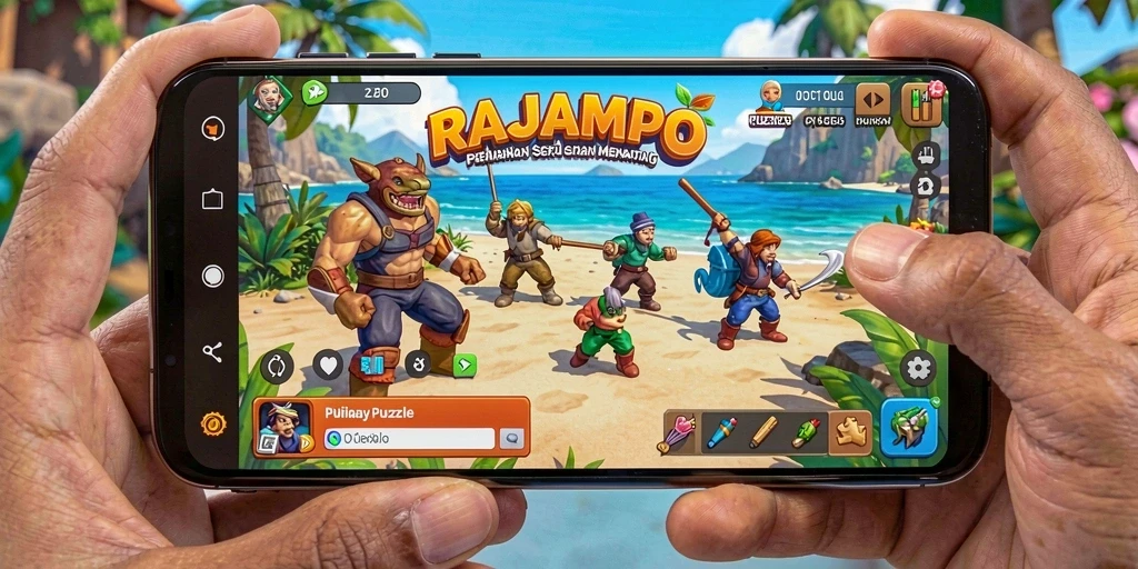 Screenshot gameplay RAJAMPO menampilkan tantangan puzzle yang menarik.