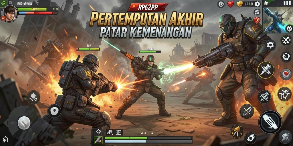 Tampilan intens pertempuran dalam RP62RP saat pemain bersaing untuk kemenangan.
