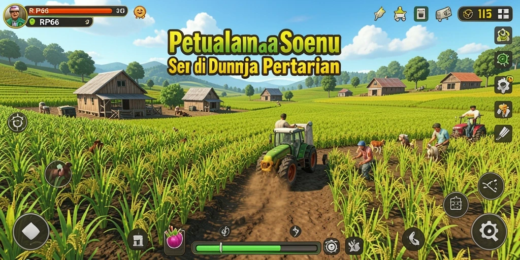 Screenshot gameplay RP66 menunjukkan aktivitas bercocok tanam yang seru.