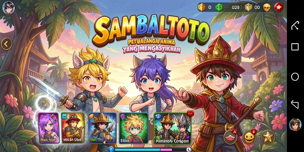 Screenshot gameplay Anime SAMBALTOTO yang menampilkan karakter dan pertempuran menarik.