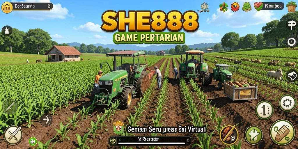 Tampilan gameplay menarik di SHE888 dengan ladang yang luas dan penuh warna.