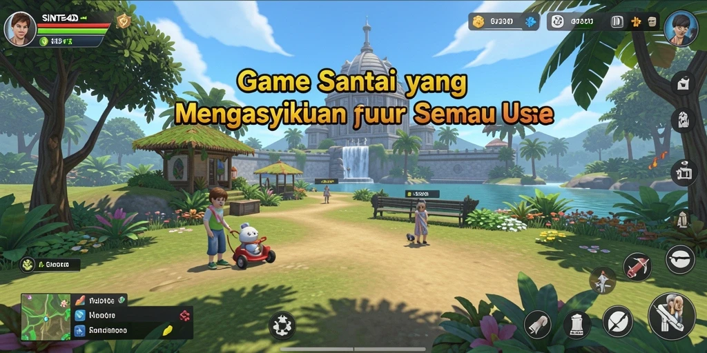 Tampilan gameplay SINTE4D yang penuh warna dan menyenangkan.
