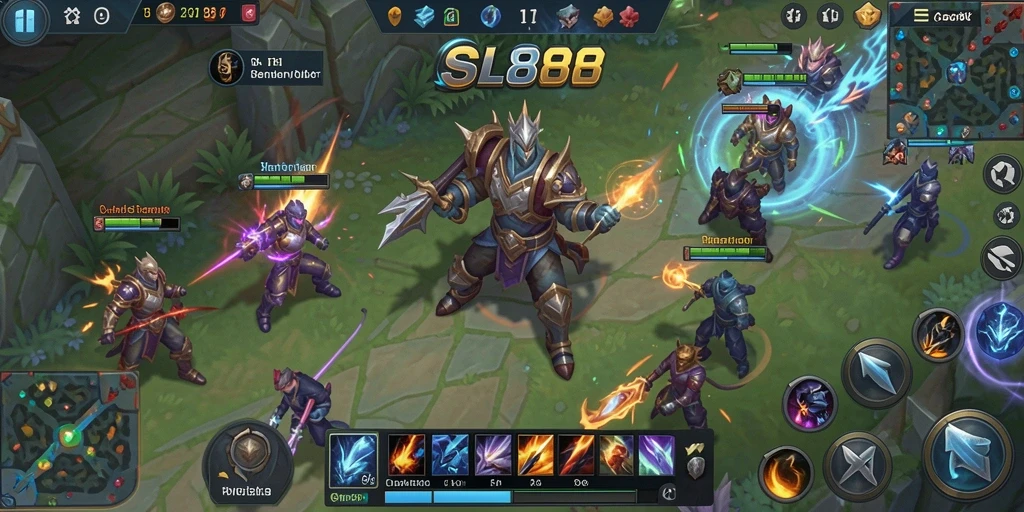 Tampilan gameplay seru di SL888 dengan pertarungan strategis antar tim.